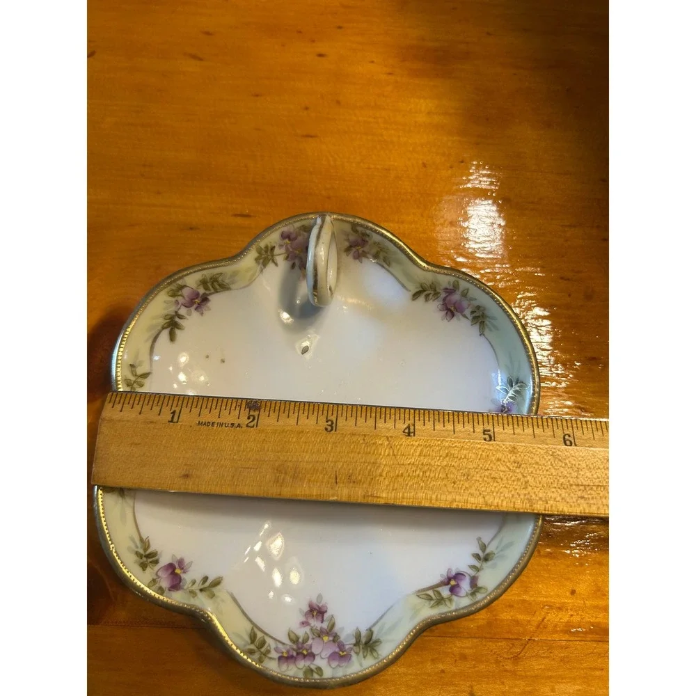 Antique‎ Nippon Hand Painted Porcelain Serving Dish Floral Gold Trim Scalloped